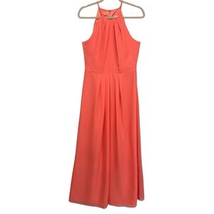 Weddington Way Isabelle Coral Halter Maxi‎ Dress Bridesmaid Formal Size 10